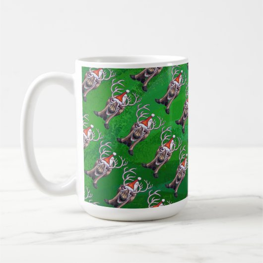 Reindekerst op groen koffiemok (Links)