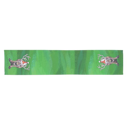 Reindekerst op groen korte tafelloper (Horizontaal)