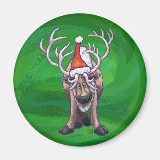 Reindekerst op groen magneet (Voorkant)