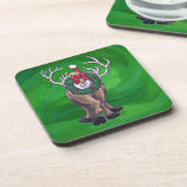 Reindekerst op groen onderzetter (Linkerzijde)