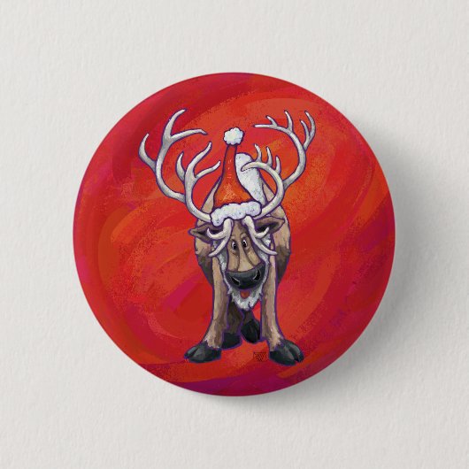 Reindekerst op groen ronde button 5,7 cm (Voorkant)