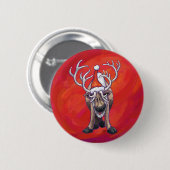 Reindekerst op groen ronde button 5,7 cm (Voorkant /achterkant)