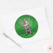 Reindekerst op groen ronde sticker (Envelop)