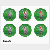 Reindekerst op groen ronde sticker (Vel)