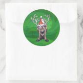 Reindekerst op groen ronde sticker (Tas)