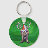 Reindekerst op groen sleutelhanger (Voorkant)