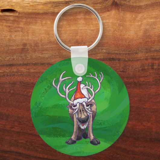 Reindekerst op groen sleutelhanger (Voorkant)