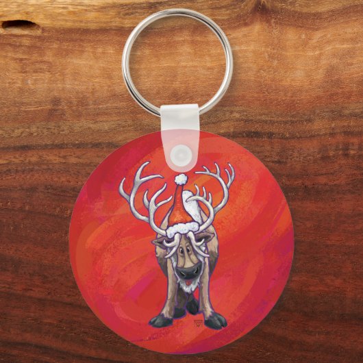 Reindekerst op groen sleutelhanger (Voorkant)