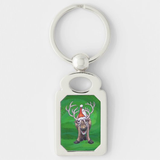 Reindekerst op groen sleutelhanger (Voorkant)