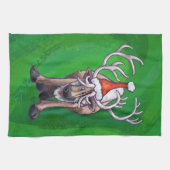 Reindekerst op groen theedoek (Horizontaal)