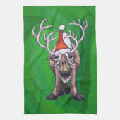 Reindekerst op groen theedoek (Verticaal)