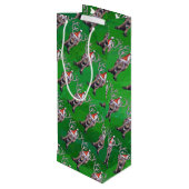 Reindekerst op groen wijn cadeautas (Achterkant Gekanteld)