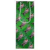 Reindekerst op groen wijn cadeautas (Voorkant)