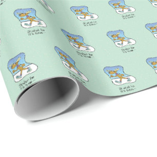 Reindekerst tijdens de oefening cadeaupapier
