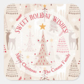 Reindekerst Trees Homemade Holiday Baking Vierkante Sticker (Voorkant)