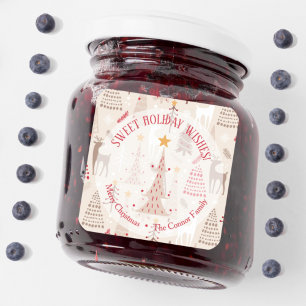 Reindekerst Trees Homemade Holiday Baking Vierkante Sticker