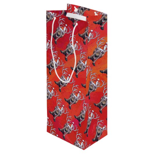 Reindekerst Wijn Cadeautas (Achterkant Gekanteld)