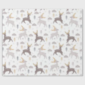 Reindekerst Winter Holiday Pattern Cadeaupapier (Vlak)