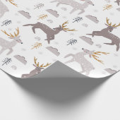 Reindekerst Winter Holiday Pattern Cadeaupapier (Hoek)