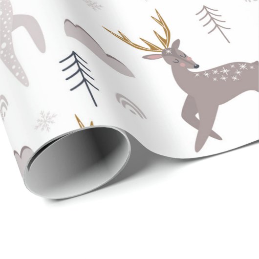 Reindekerst Winter Holiday Pattern Cadeaupapier (Rol Hoek)