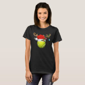 Reindekersttennis Santa Hat Tennis Ball T-shirt (Voorkant volledig)