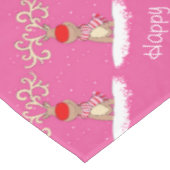 Reinderoze kerstgepersonaliseerde familienaam tafelkleed (Gekanteld)