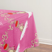 Reinderoze kerstgepersonaliseerde familienaam tafelkleed (Voorbeeld)