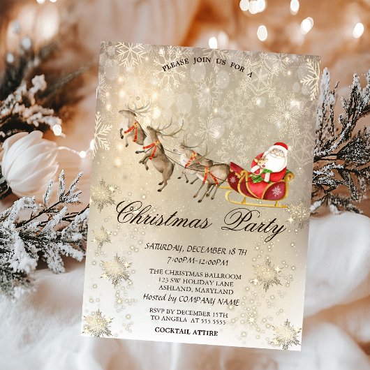 Reinders Santa Claus Sleigh Snowflake Party Kaart