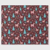 Reinders Snowflakes Pine Tree en Berries Dark Cadeaupapier (Vlak)