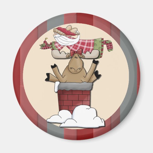 Reindester met Antlers Stuck in de schoorsteen Magneet (Voorkant)