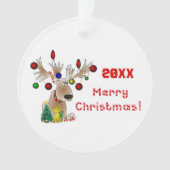 Reindester met licht op Antlers Ornament (voorkant)