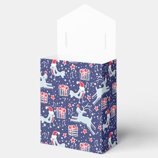 Reindevogelblauwe rode kerstcadeau doos bedankdoosjes (Geopend)