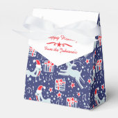 Reindevogelblauwe rode kerstcadeau doos bedankdoosjes (Voorkant Zijde)