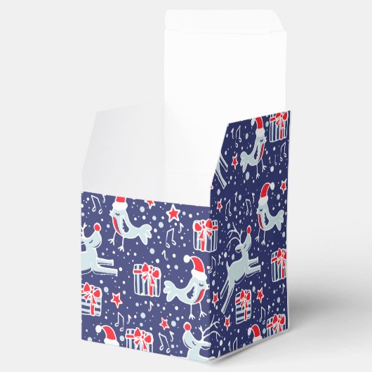 Reindevogelblauwe rode kerstcadeau doos bedankdoosjes (Geopend)