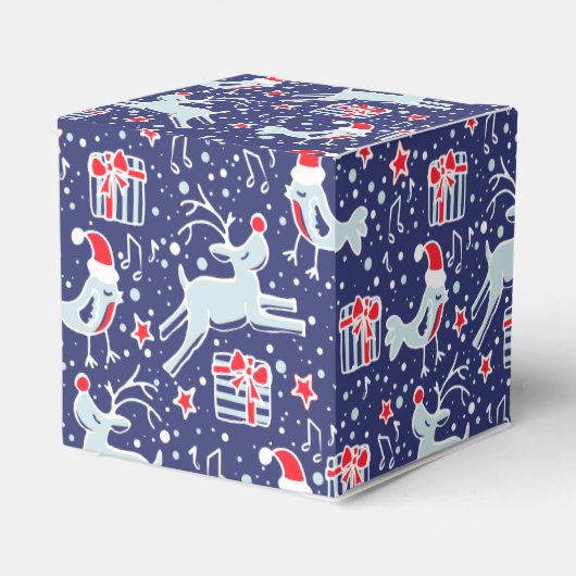 Reindevogelblauwe rode kerstcadeau doos bedankdoosjes (Achterkant)