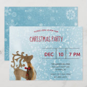 Reindewinterwonderland Blauwe Kerstfeest Kaart (Voorkant / Achterkant)