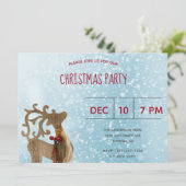 Reindewinterwonderland Blauwe Kerstfeest Kaart (Staand voorkant)