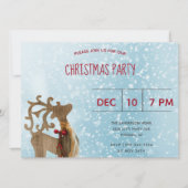 Reindewinterwonderland Blauwe Kerstfeest Kaart (Voorkant)