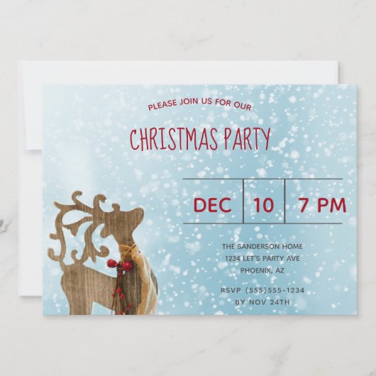Reindewinterwonderland Blauwe Kerstfeest Kaart (Voorkant)