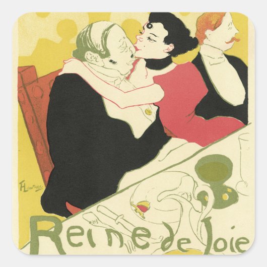 Reine de Joie Toulouse Lautrec Vierkante Sticker (Voorkant)