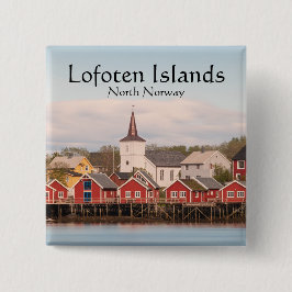 Reine Lofoten Noorwegen Vierkante Button 5,1 Cm