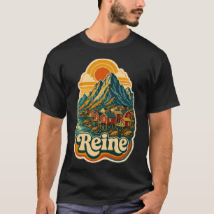Reine Noorwegen Reis Souvenir - Retro Illustratie T-shirt