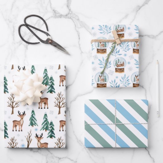 Reiner- en sneeuwwitpapierset van 3 inpakpapier vel (Voorkant)