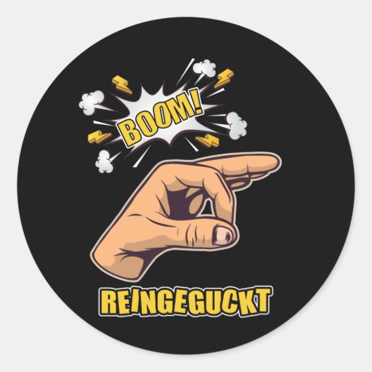 Reingeguckt Reingeschaut Meme Prank Ronde Sticker (Voorkant)