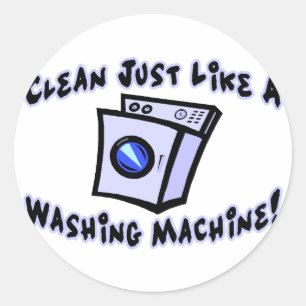 Reinig als een wasmachine ronde sticker