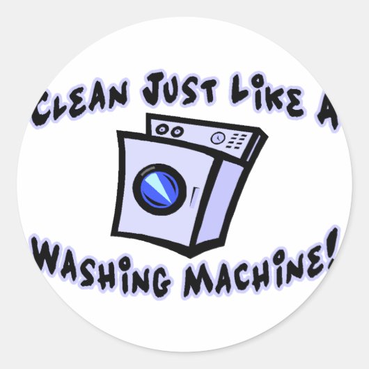 Reinig als een wasmachine ronde sticker (Voorkant)