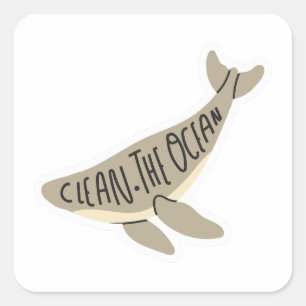 Reinig de oceaan vierkante sticker