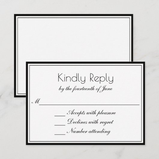 Reinig elegante RSVP met elke kleurrand (Voorkant / Achterkant)