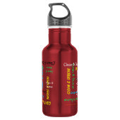 Reinig en sereen, rood, herstel, Motivatie Waterfles (Achterkant)