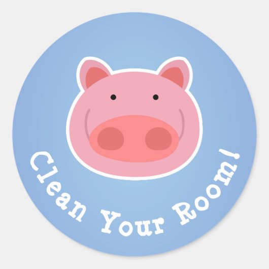 Reinig je kamer! ronde sticker (Voorkant)